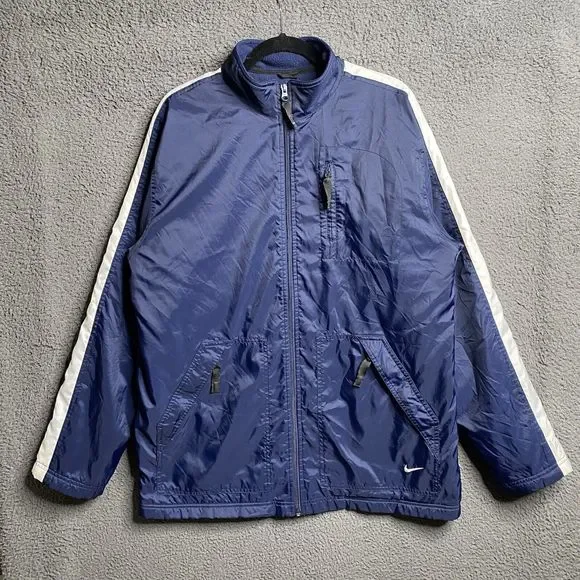 Vintage Y2K NIKE Fleece Lined Full Zip Jacket Mens Medium Shacket Cyber - Picture 1 of 16
